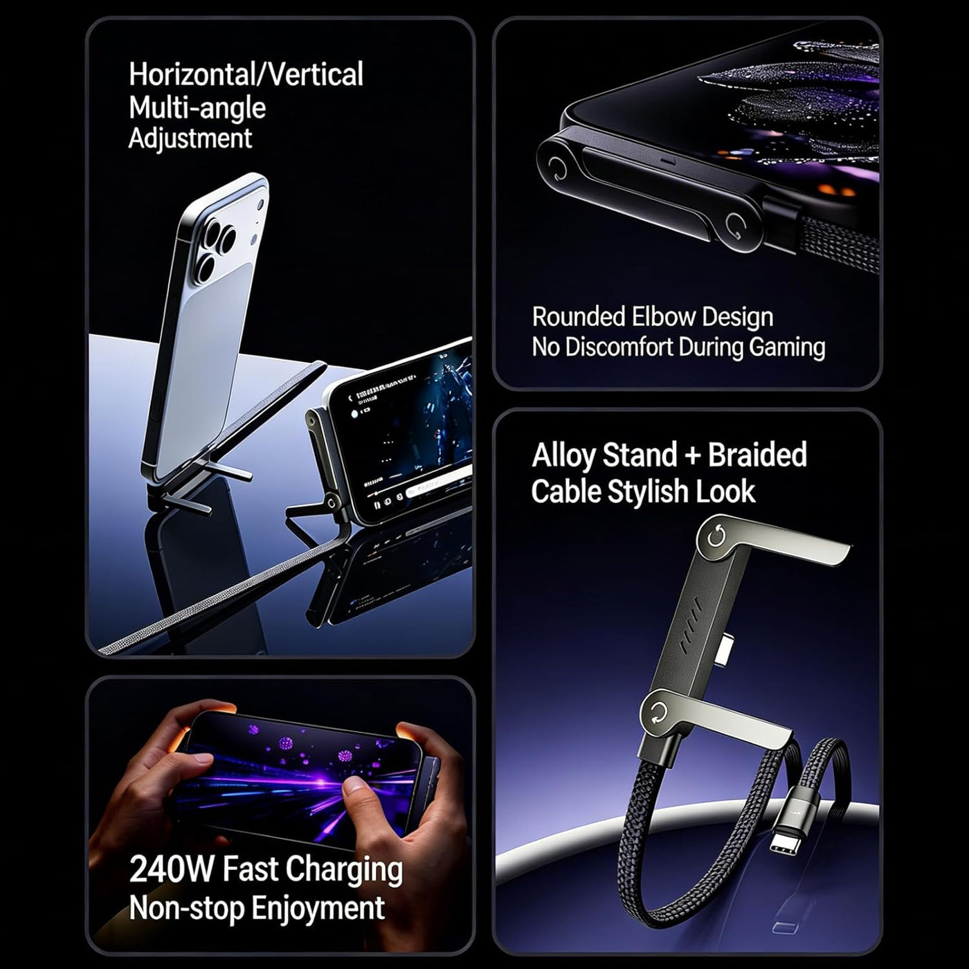 240W Foldable Type-C Fast Charger Cable For Android and Iphone