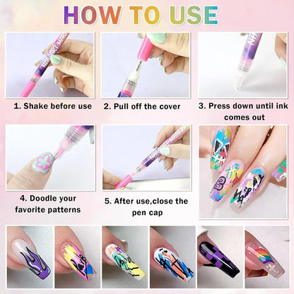 Nail Art Marker Pens | 12 Color Set