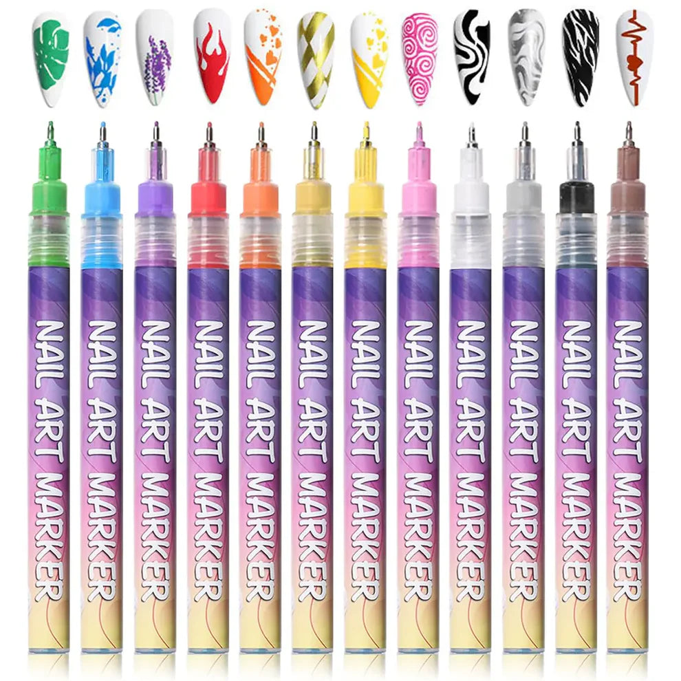 Nail Art Marker Pens | 12 Color Set