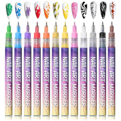 Nail Art Marker Pens | 12 Color Set